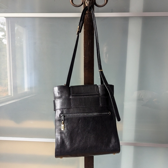 🇫🇷 RARE 1980s Luxury Texier ⚫ Leather Ring Buckle Crossbod Shoulder Bag France - Picture 6 of 16